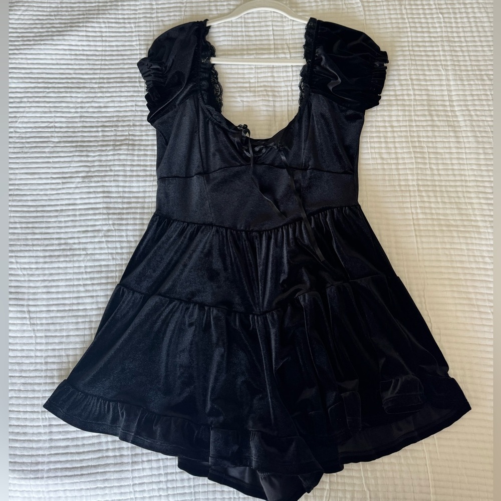 Black Velvet Romper Urban Outfitters L